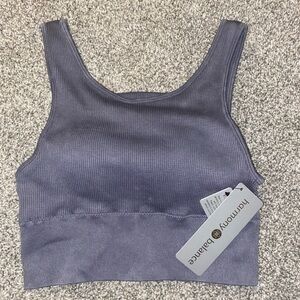 Cropped tank with built in bra